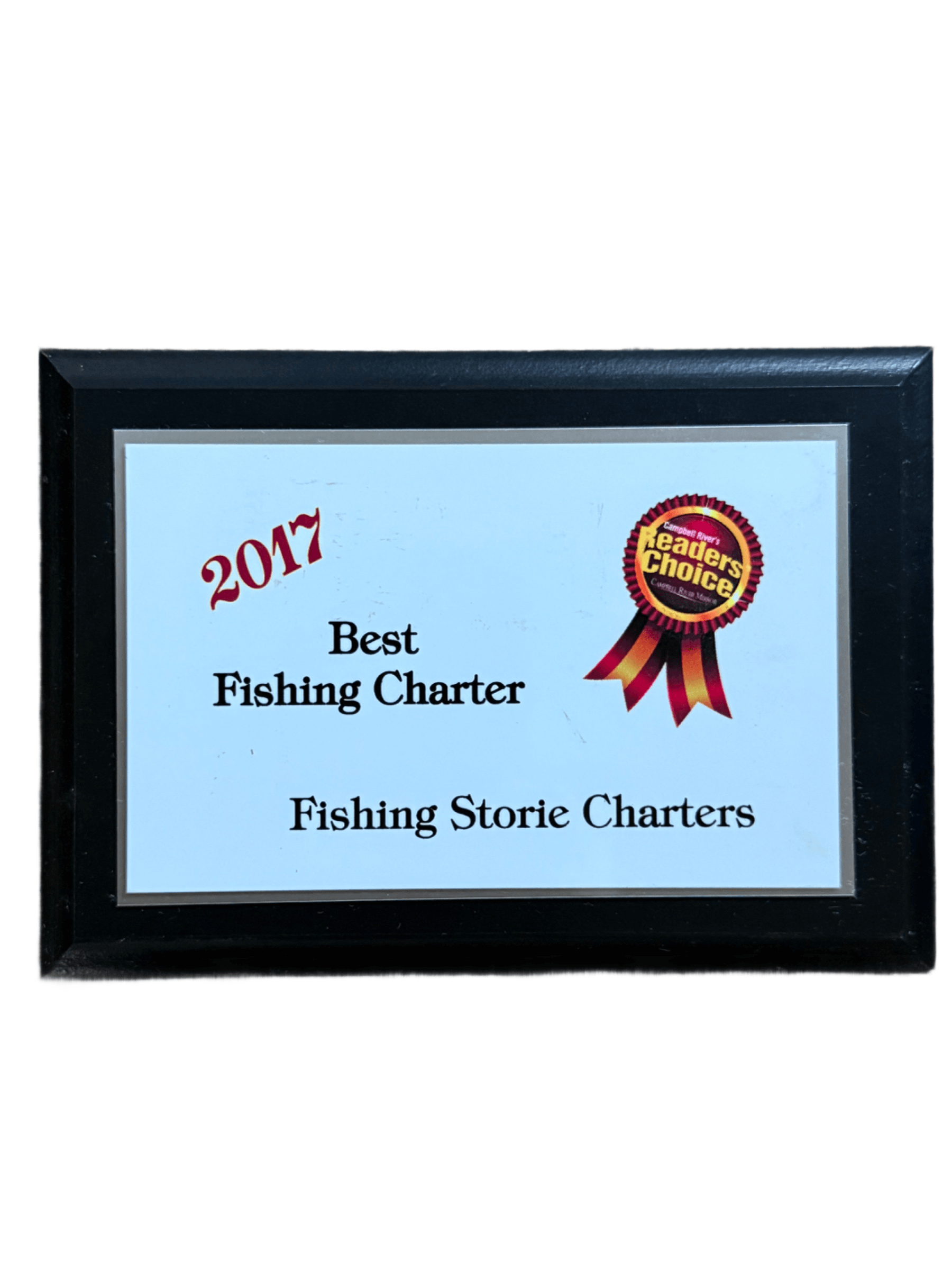 2017 Best Fishing Charter Campbell River Mirror Readers Choice Award plaque